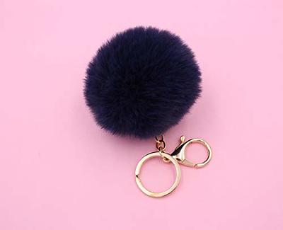 Unpafcxddyig Rabbit Fur Pom Pom Keychain