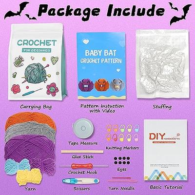 Maziky Beginners Crochet Kit for Adults 3 PCS Bats Crochet Starter Kit with  Step-by-Step Video Tutorials Halloween Party Favor Gifts (3PBats