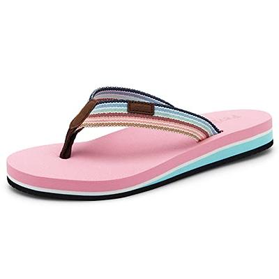 KuaiLu Men's Yoga Mat Leather Flip Flops Thong Sandals with Arch