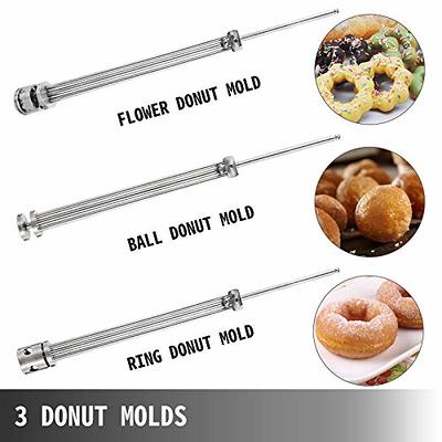 VEVOR Donut Fryer 3000-Watt Manual Commercial Mini Donut Maker 9 L Capacity Hopper Donut Fryer 3-Donut Moulds Donut Machine