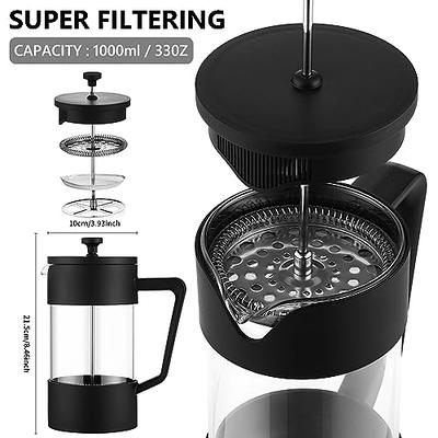 French Press Coffee/Tea Maker, Camping Mini Coffee/Tea Press of 304  Stainless Steel Filter and Heat Resistant Glass, Cold Brew Coffee Maker  12OZ for Travel& Home Gift(Black)