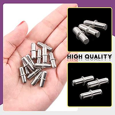 Swpeet 100 Pcs 5 mm Shelf Pins, Metal Nickel Shelf Support Pegs