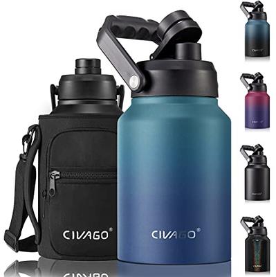 CIVAGO 32 oz Insulated Water Bottle With Straw, Stainless Steel Sports  Water Cup Flask with 3 Lids (Straw, Spout and Handle Lid), Wide Mouth  Travel