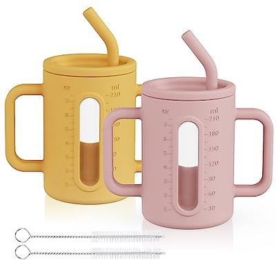 Elk and Friends Kids & Toddler Cups, The Original Glass Mason jars 8 oz  with Silicone Sleeves & Silicone Straws with Stoppers, Smoothie Cups, Spill  Proof Sip…