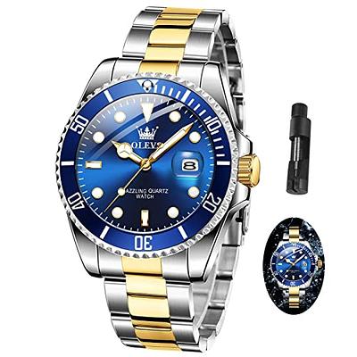 Buy OLEVSMen Watches Quartz Watch Wrist Watch for Men Stainless Steel with  Date Classic Bussiness Big Face Waterproof Luminous Green/Black/Blue Online  at desertcartINDIA