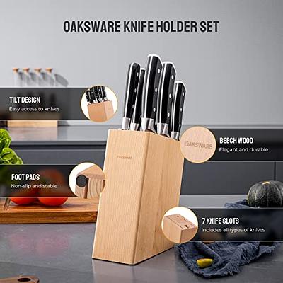 Professional 8-Piece German High Carbon Stainless Steel Kitchen Knife Set,  Premium Forged Full Tang Chef Knives Set with Wood Block