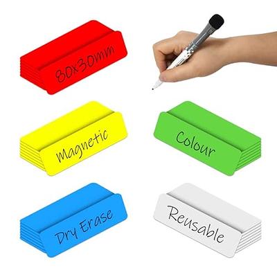 Leinuosen Magnetic Dry Erase Labels 3.2 x 1.2 Name Plate Tags Flexible  Reusable Magnetic Label Stickers for Classroom Office Home Whiteboards