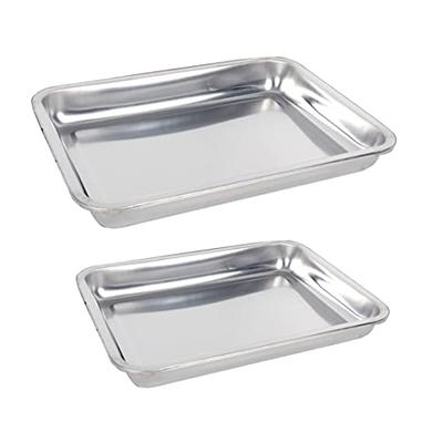 P&P CHEF Deep Lasagna Pan Set (12.7'' & 10.7 Stainless Steel Rectangular  Baking Pan for Brownie/Cake/Meat, Non-Toxic & Heavy Duty, Deep Side &  Rolled