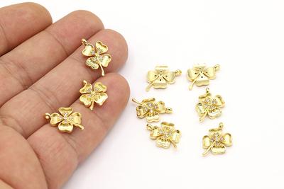 Gold Charms - Medium Clover Charm with 24K Gold Plate