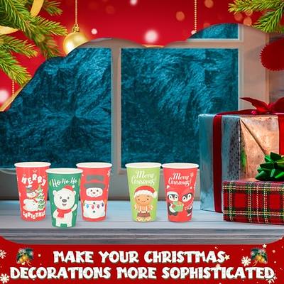  Uiifan 100 Set 12 oz Christmas Clear Plastic Cups with