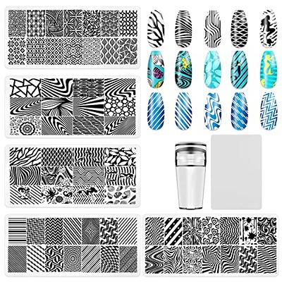 5pcs Nail Stamping Plates 1 Stamper 1 Scraper Lace Flower Animal Pattern  Nail Art Stamp Stamping Template Image Plate Nail Art Stamper 