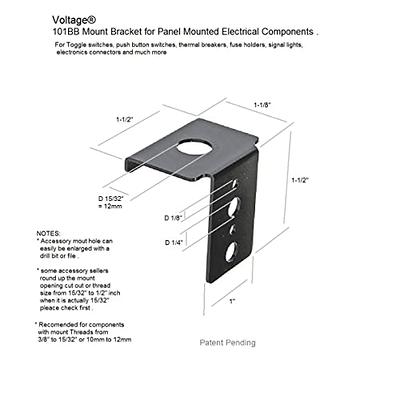 Bracket for Panel Mount Electrical Components Like Push Button Circuit  Breaker, Toggle Switch, Led Indicator Panel Mount Connector, Fuse and More