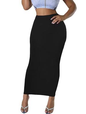 Women's Black Leather Skirts High Waisted High Side Slit Bodycon Mini  Skirts…