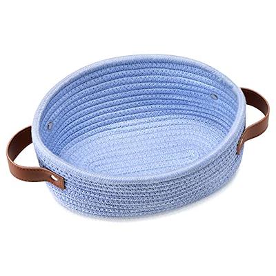 ABenkle Cute Small Woven Basket with Handles, 12x 8 x 5 Rope Room Shelf  Storage Basket Chest Box for Cat and Dog Toys, Empty Decorative Gift 