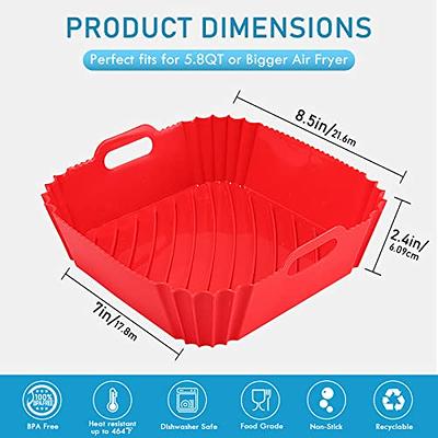 2 Pack Silicone Air Fryer Basket Liners, 8.5Reusable Air Fryer Silicone  Pots, Square Washable Dishwasher Safe Air Fryer Liners for 4-7QT Frying  Basket,Silicone Air Fryer Inserts,Air Fryer Accessories - Yahoo Shopping