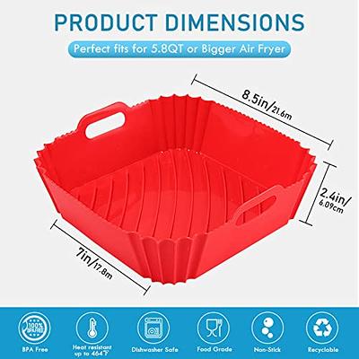 8.5 inches (approximately 21.6 cm) square silicone non-stick air