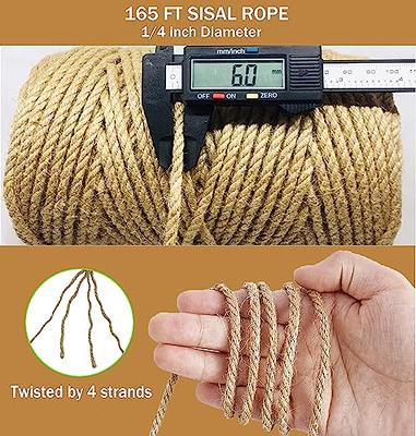 Natural Jute Rope Hemp Rope (6 mm x 165 ft) Strong Jute Twine for DIY  Crafts, Cat Scratch Post, Gardening, Decorating