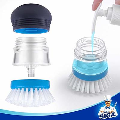 MR.SIGA Dish Brush with Long Handle Built-in Scraper Scrubbing Brush for  Pans