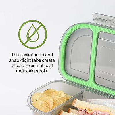 MyGo Container Small To-Go 3-Compartment Food Container, 8 x 8 x 2-1/2,  Reusable, Microwave Safe, NSF Certified, Smoke/Green