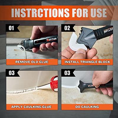 11pcs Caulking Tools 3 in 1 Silicone Caulking Finishing Tool Kit(stainless Steelhead) Reuse and Replace 5 Silicone Pads Sealant Caulk for Kitchen