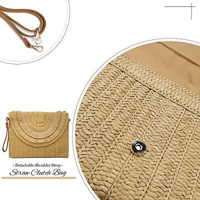 Aovtero Straw Clutch Purse Women Crossbody Bag Summer Beach