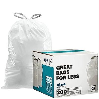 simplehuman Code J Custom Fit Drawstring Trash Bags in Dispenser Packs, 60  Count, 30-45 Liter / 8-12 Gallon, White