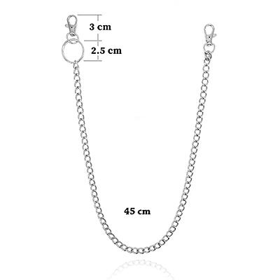 3 Pieces Jeans Chains Wallet Chain Pants Chain, Silver Pocket Chain Hip Hop  Rock