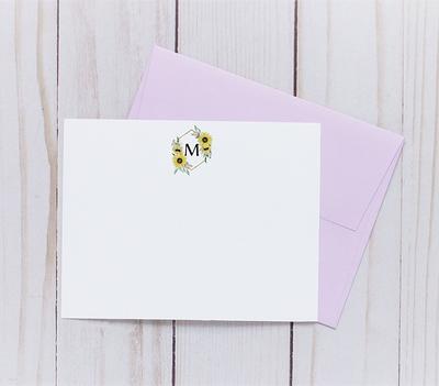 Personalized Note Cards With Envelopes, Set of 12 Flat or 10 Folded Notecards,  Stationery for Girls, PINK PURPLE 