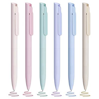 Temiary 6Pcs Retractable Gel Pens for Journaling, Black Ink Fine Point  Smooth Sketching Aesthetic Cute Pen, Quick Dry No Bleed & Smudging, Pastel