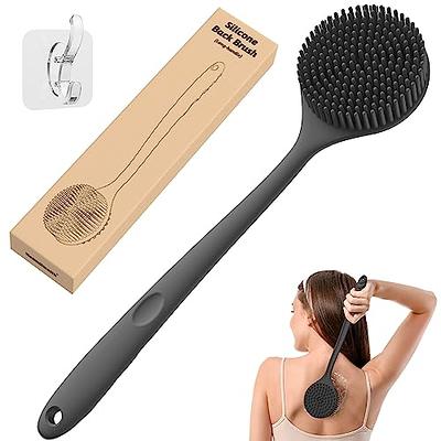 Shower Brush with Natural Bristle - Long Bamboo Handle Bath Body Brush for  Wet or Dry Brushing - Improves Blood Circulation, Exfoliating Skin