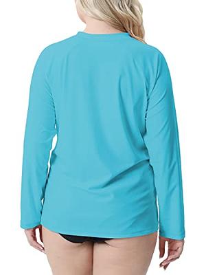 Halcurt Women's Plus Size Long Sleeve Rash Guard Loose Fit Swim Shirt  UPF50+ Sun Protection Swimsuit Top Light Blue - Yahoo Shopping