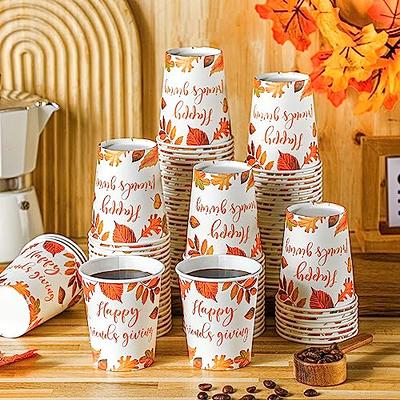 16 oz. Fall Harvest Design Disposable Paper Coffee Cups with Lids