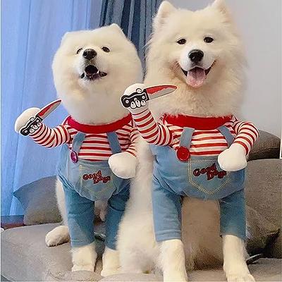 Pet Deadly Doll Dog Costume, Novelty Dog Cosplay Funny Halloween Costumes,  Cute Dog Clothes for Small Medium and Large Dogs Cats Puppy, Party Dress Up