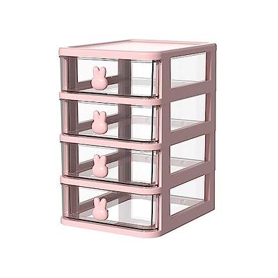 Vakitar Desk Storage Box Multi Tier Transparent Plastic Large Capacity  Bunny Handle Small Drawer Organizer for Book Pen Office(Pink Four Layer) -  Yahoo Shopping