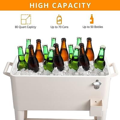 Keter 89 .8 qt. Outdoor Rolling Patio Cooler and Insulated Beverage Cart,  Gray KET-252172 - The Home Depot