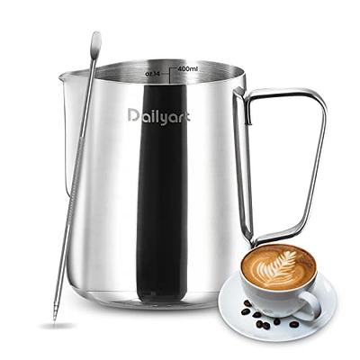 Milk Frothing Pitcher, 12 Oz Milk Frother Steamer Cup Stainless