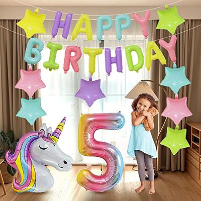 Large number 5 balloon 5th birthday unicorn birthday decorations