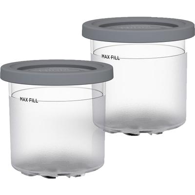 Ninja CREAMi Pints/Lids, 4-1/16 x 4-3/8 x 4-3/8, Clear/Gray