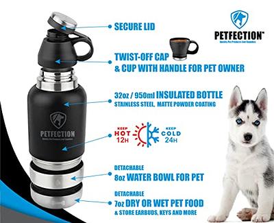 Dog Water Bottle, Insulated Dog Travel Water Bottle, Stainless Steel Pet  Water Bottle Dispenser Portable Food and Water Bowl for Dogs with Carrying