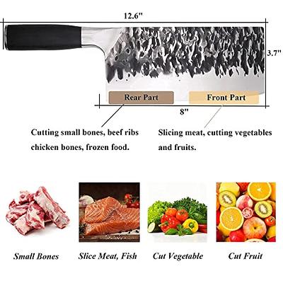 Stainless Steel Meat Cleaver Knife with Wooden Handle, Heavy Duty Bone  Chopper for Butcher, Slicing Vegetables (8 In) 