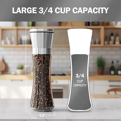 Salt and Pepper Grinder Set, Premium Stainless Steel Sea Salt and Black  Peppercorn Mill Set with Adjustable Coarseness