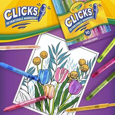 Crayola Clicks Washable Markers with Retractable Tips, School Supplies, Art  Markers, 10 Count.