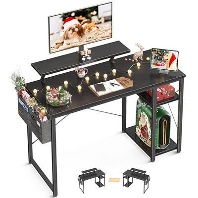 ODK Home Computer Desk with Adjustable Stand, 48 inch Home Office Desk with 3 Heights Monitor Stand(10cm, 13cm, 16cm), Rustic Brown
