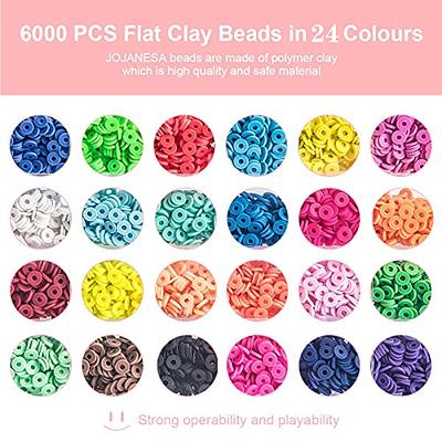 JOJANEAS Clay Heishi Beads Kit - 6800 Pcs DIY Flat Clay Beads for