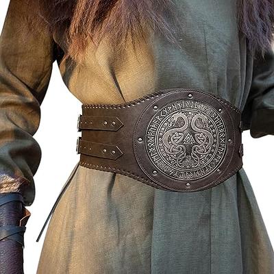 Green Medieval Leather Corset Belt, Handmade Medieval Leather