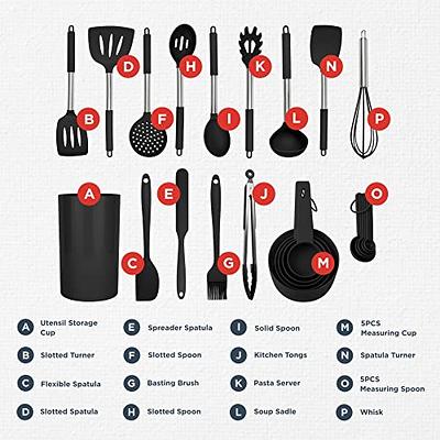 Silicone Kitchen Utensils Set - Culinary Couture 24-Pieces Black