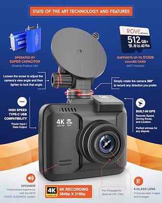 Rove R2-4K Car Dash Cam - 4K Ultra HD 2160P - Built-In WiFi & GPS, Parking  Mode