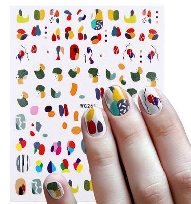 Nail Art Stickers Decals 3D Self-Adhesive Marble Wave Stripe Nail Stickers  Colorful Geometric Abstract Line Nail Decals Design Nail Art Supplies for