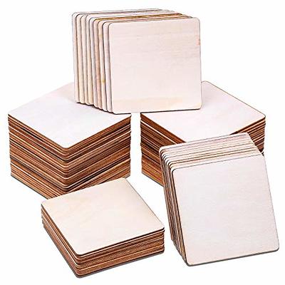 100 Pcs 4 inch Square Wood Pieces Unfinished Square Blank Wood, Natural Square Wooden Cutouts for DIY Crafts, Painting, Staining, Carving, Coasters Ma