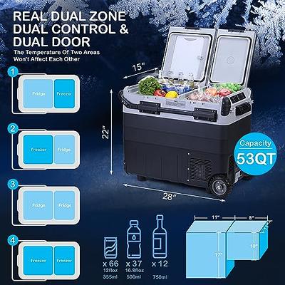 IDEALHOUSE 12 Volt Refrigerator, 53 QT(50L) RV Refrigerator, Car Fridge  Dual Zone WIFI APP Control, 